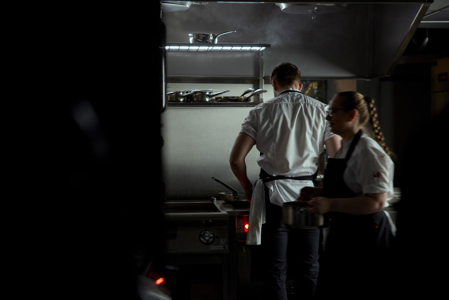 People in commercial kitchen